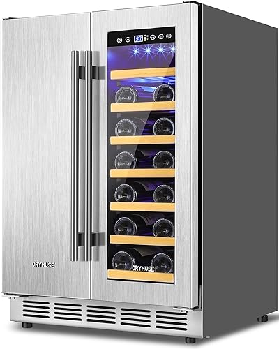 Refrigerador de vino y bebidas de acero inoxidable de 24 pulgadas de doble zona, refrigerador de vino de cerveza debajo del mostrador con puerta