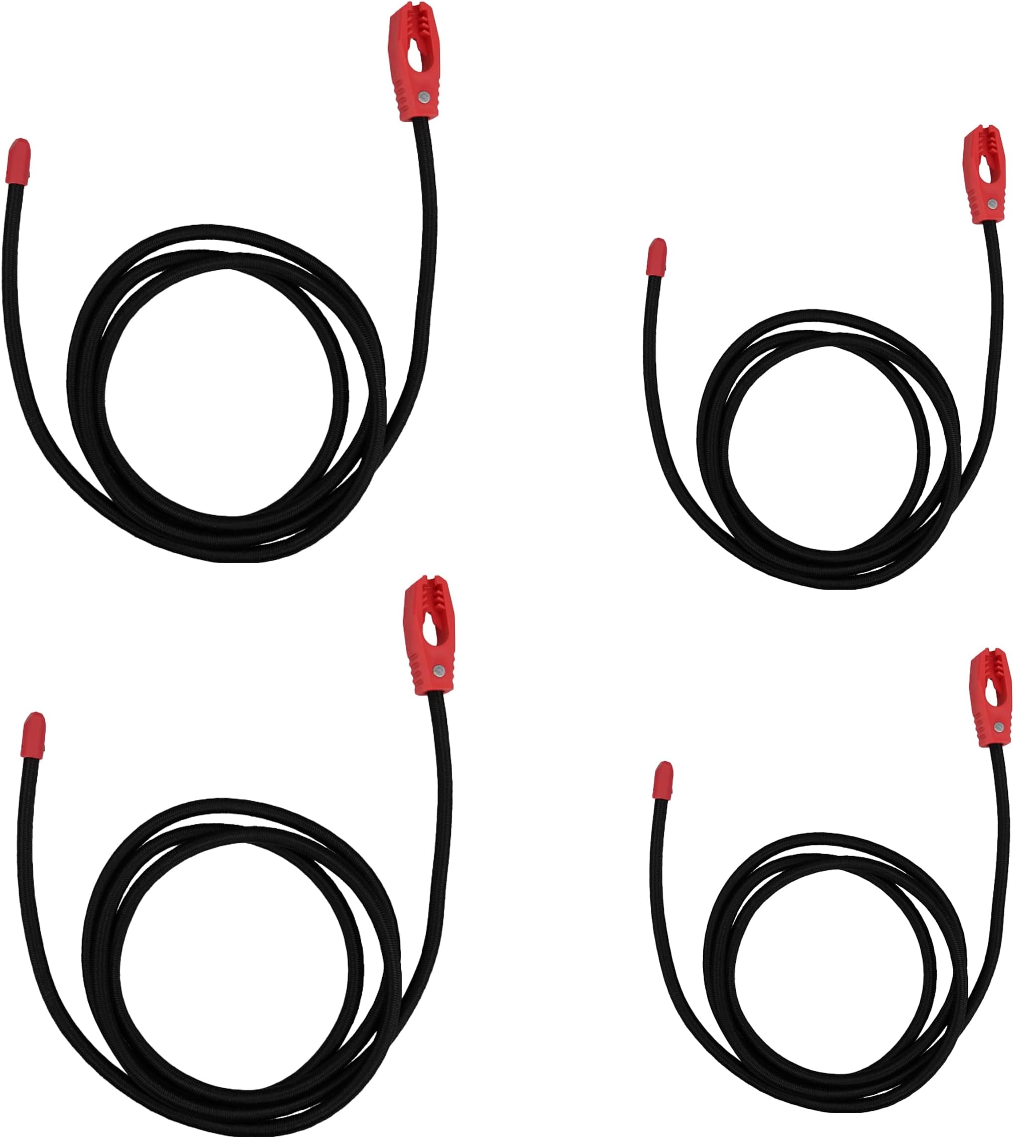 Lekarf Adjustable Bungee Cords, 4PC Pack Include 2x24 inch, 2x48 inch with Organized Tape, GS Certified Self Bite Bungee Ropes for Luggage Security