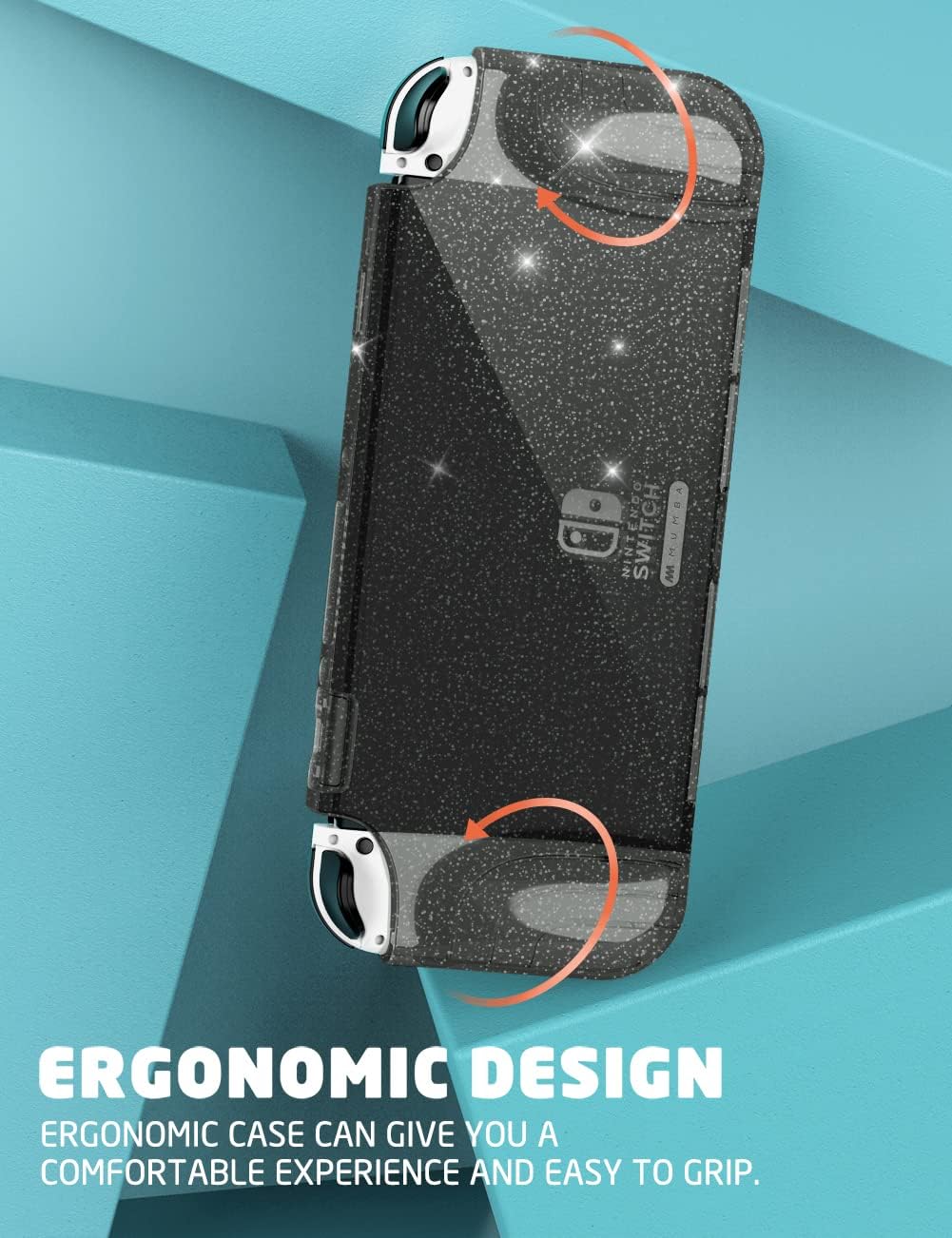 Mumba Case for Nintendo Switch OLED 2021, [Thunderbolt Series] Protective Clear Cover with TPU Grip Compatible with Nintendo New Switch OLED 7 Inch Console and Joy-Con Controller (Shadow) - Image 2