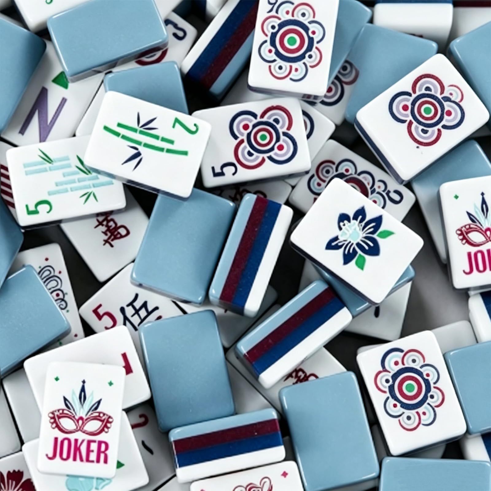 Mahjong Juego de Mesa Americano ser,Juego de 160 Azulejos Mahjong