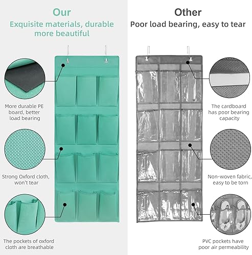 Miniatura 8 de Organizador de zapatos sobre la puerta, soporte de almacenamiento colgante con 12 bolsillos grandes para puerta de armario, zapatos para hombres,