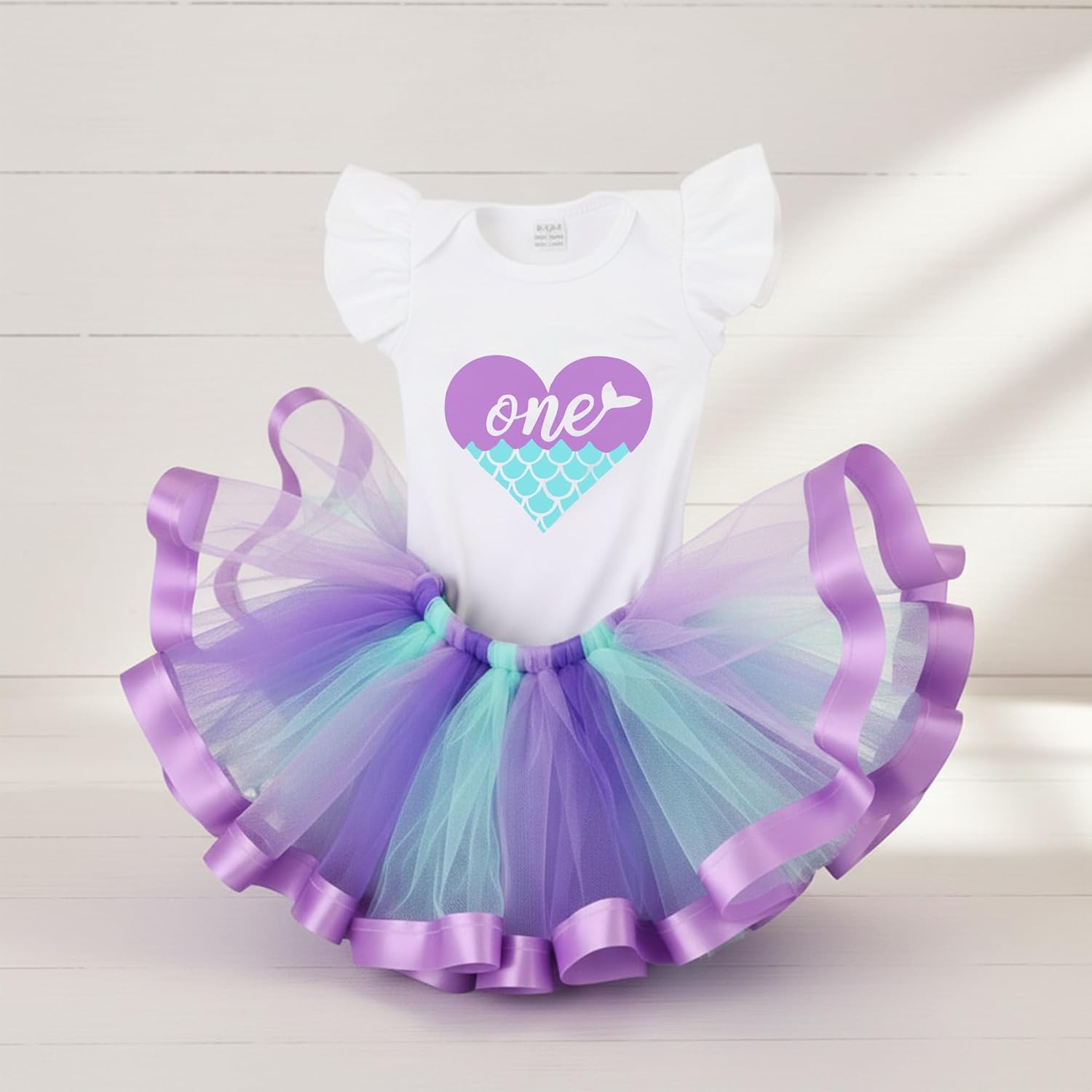 Baby Girls 1st/2nd Baby Girls 1st/2nd First Birthday Outfits Cotton Romper mermaid first birthday outfit Skirt - Image 2