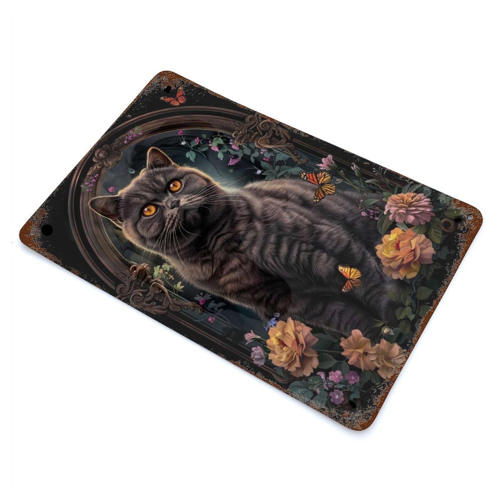 Garage Style Exotic Shorthair Distressed Metal Wall Sign 11.8"x7.9", Vintage Wall Decor for Bar And Workshop