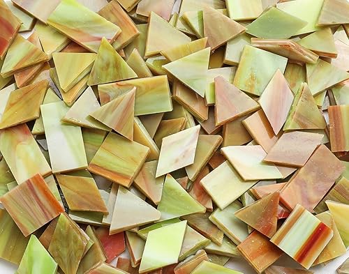 Vista 92 de Lanyani Azulejos de mosaico de vidrio para manualidades artísticas, 4 formas mixtas de vidrieras Tiffany, 200 piezas, Café