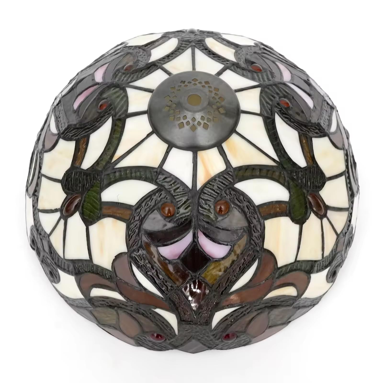 Paralume Barocco di Ricambio per Lampada da Tavolo Lampada a Sospensione Lampada da Soffitto, Paralume in Vetro Colorato Barocco Beige da 12 Pollici in per Lampada da Scrivania
