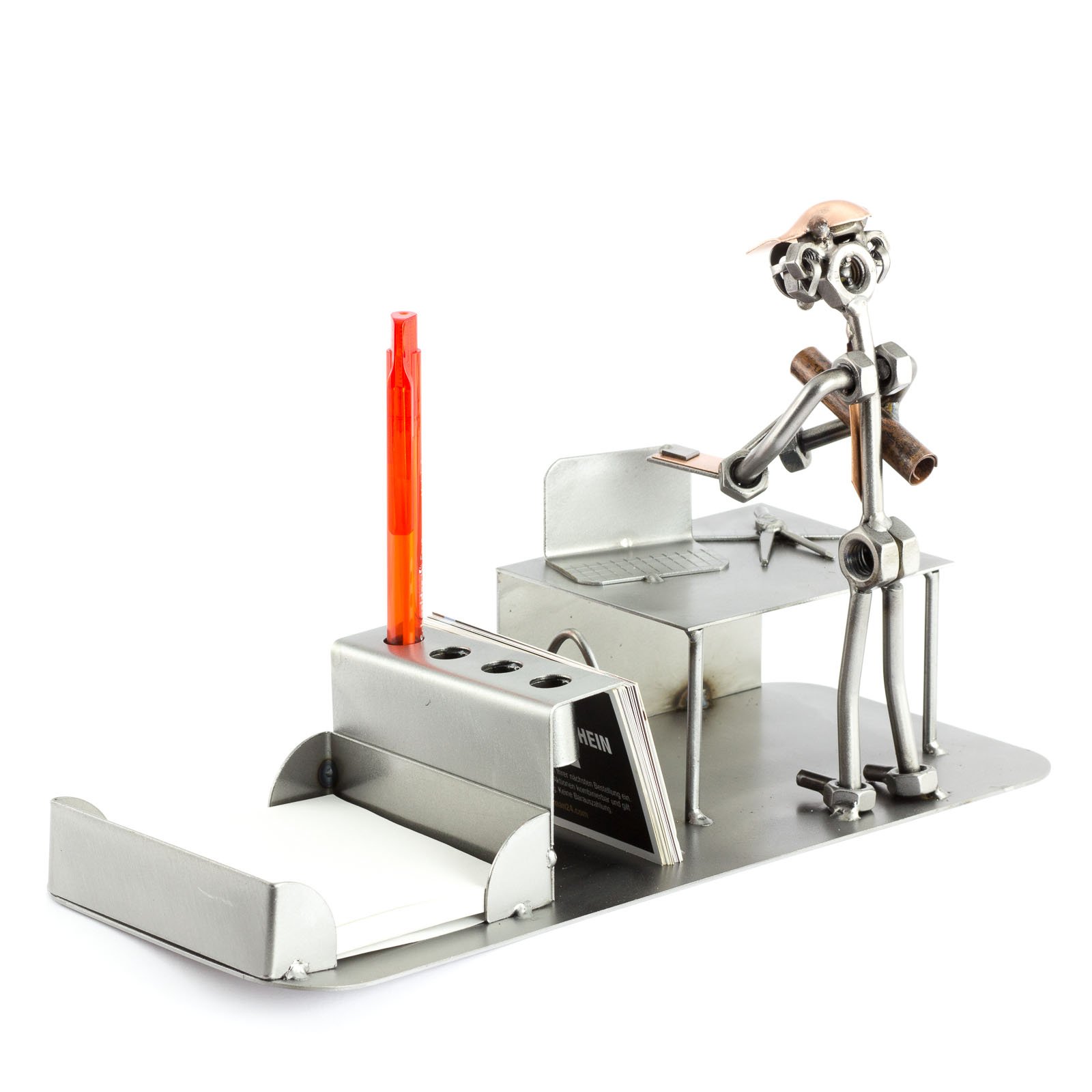 Steelman24 I Omini di Viti Ingegnere con Organizer per Ufficio I Idee Regalo Originale I Soprammobili in Metallo I Modellino