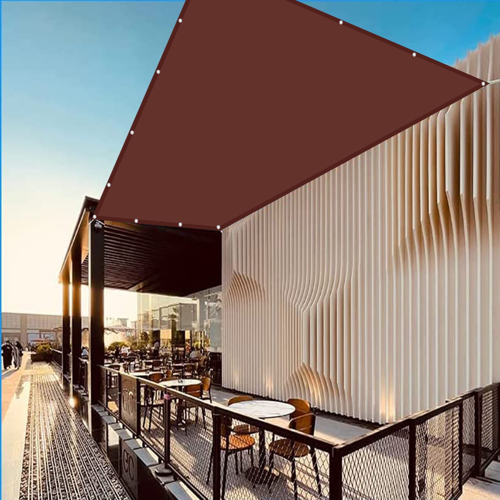 Voile d'ombrage imperméable 1.7 x 5 m extérieur bâche bordeaux de terrasse