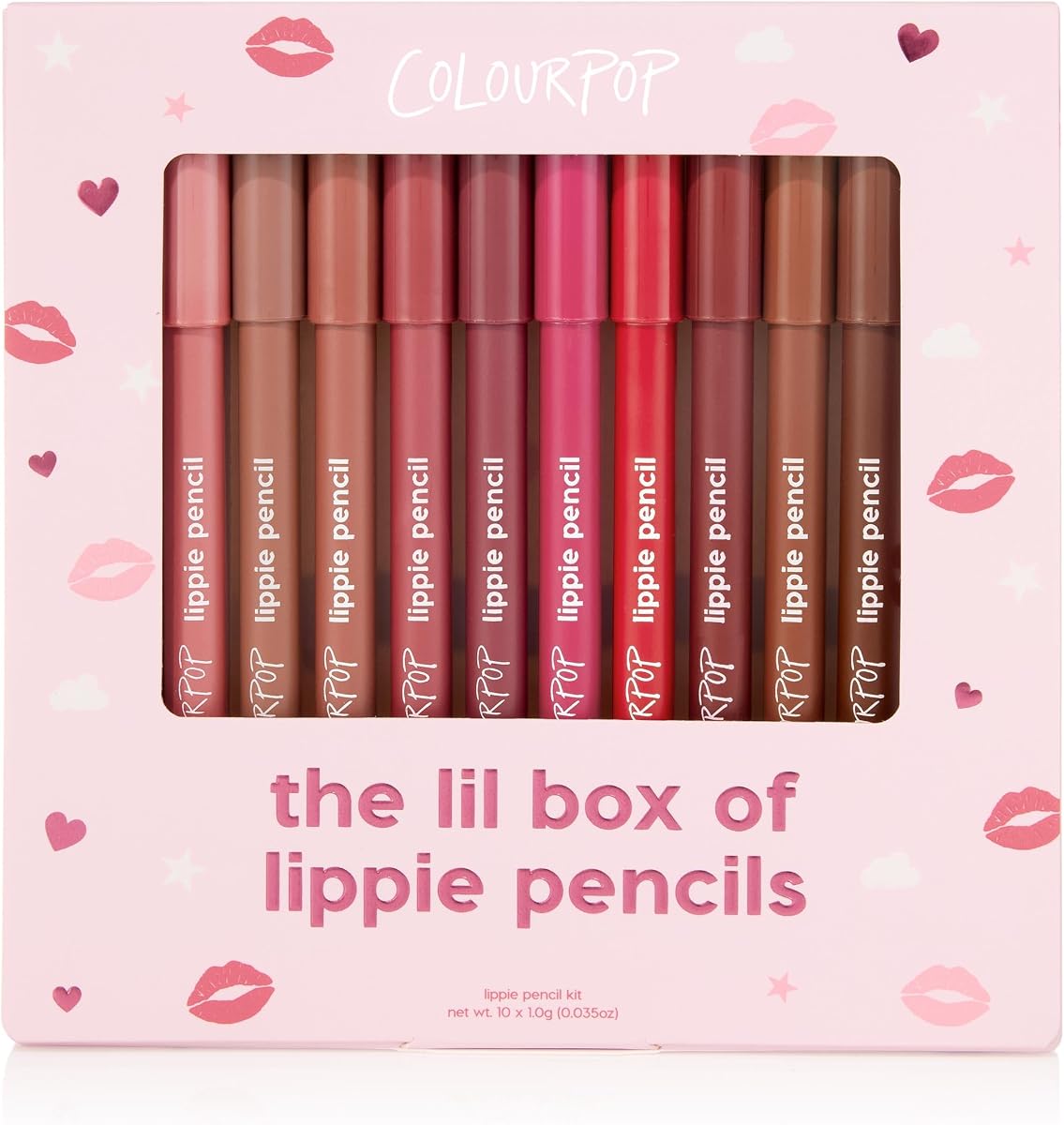 Lil Box of Lippie Pencils Makeup Kit - 10-Piece Vegan Lip Liner Set with Creamy, Long-Wearing Formula - Includes New Shades to Deliver Bold, High-Impact Color (3.05 oz)
