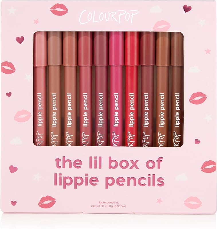 Lil Box of Lippie Pencils Makeup Kit - 10-Piece Vegan Lip Liner Set with Creamy, Long-Wearing Formula - Includes New Shades to Deliver Bold, High-Impact Color (3.05 oz)
