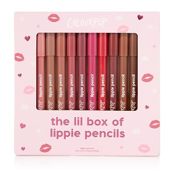 ColourPop Lil Box of Lippie Pencils Makeup Kit - 10-Piece Vegan Lip Liner Set with Creamy, Long-Wearing Formula - Includes New Shades to Deliver Bold, High-Impact Color 3.05 oz