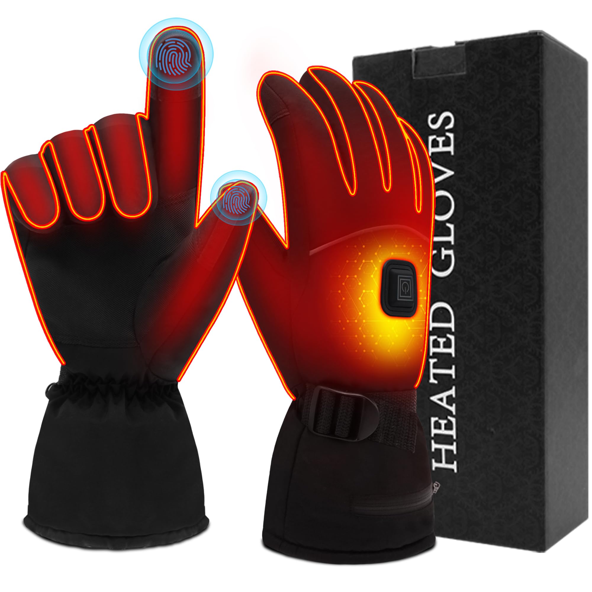 Svpro Beheizte Handschuhe Herren Damen,Wasserdicht Beheizbare Handschuhe mit Batterie,Touchscreen Elektrische Motorrad Handschuhe Winter Beheizter Handwärmer für Jagd Ski Camping
