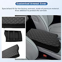 Vista 2 de CDEFG Almohadilla de consola central de coche para 2020 2021 2022 2023 Palisade Auto reposabrazos funda protectora de cuero negro (negro)
