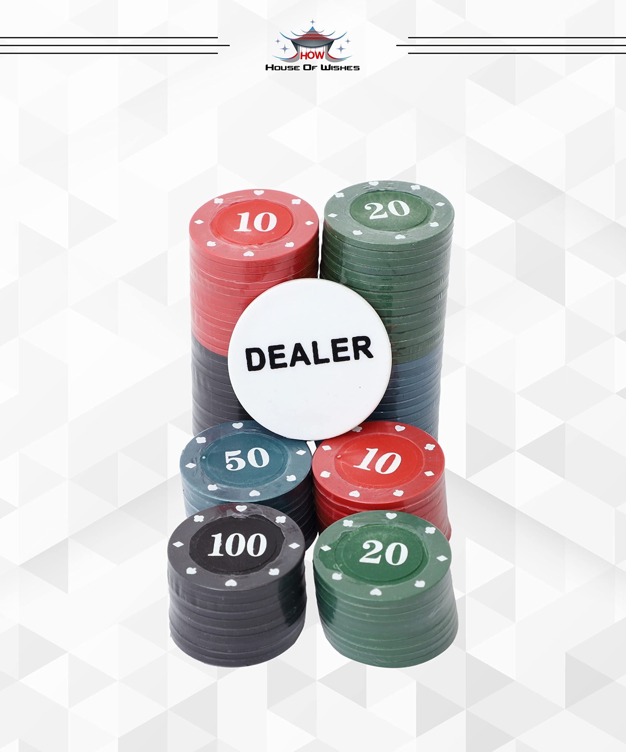 HOW (HOUSE OF WISHES) with Device Poker-Chips Casino Party Coins Game Set (300 Poker Chips Set) for Adult 1