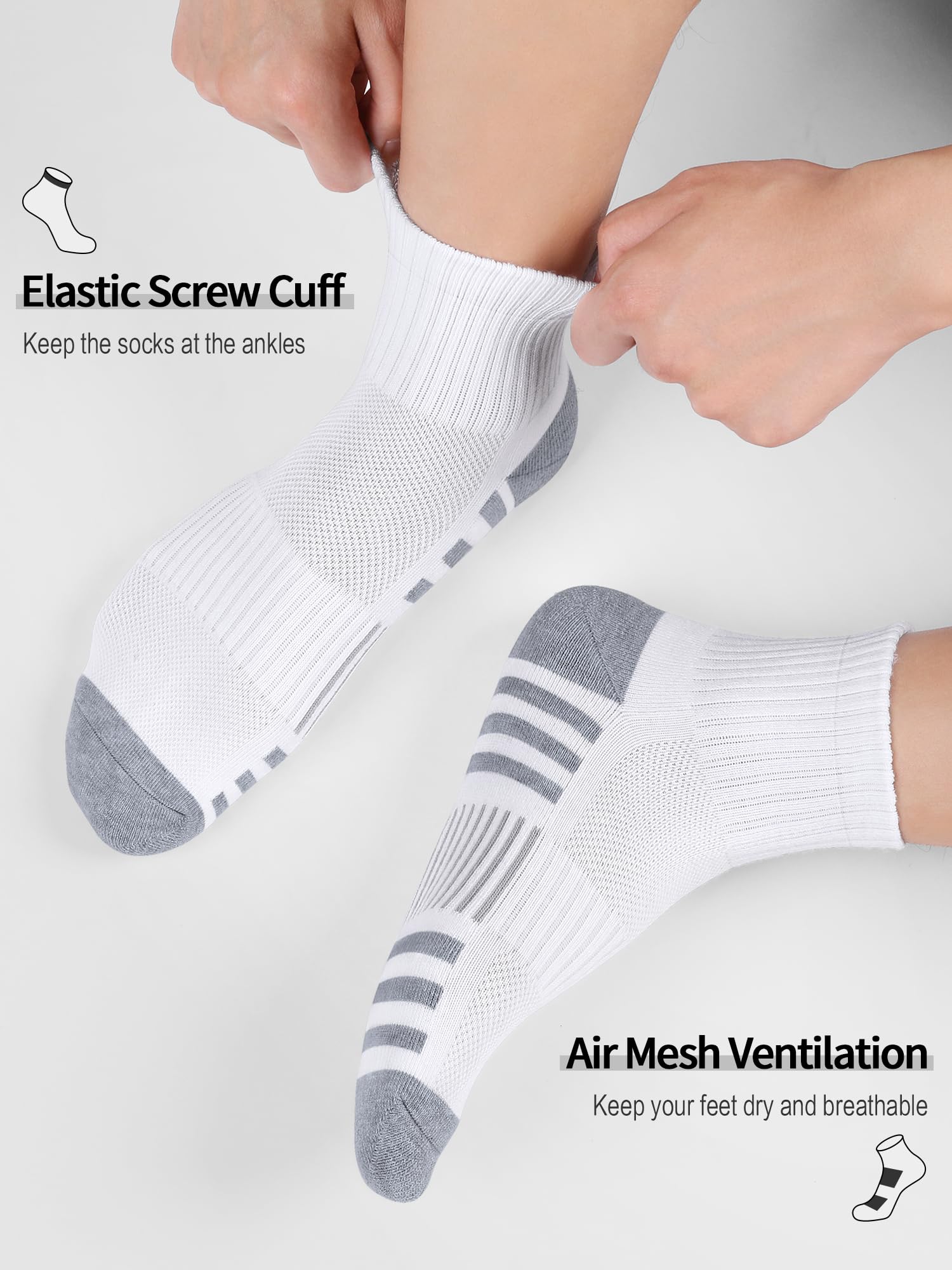 Airacker Calcetines deportivos con cojín para correr para hombres y mujeres, 6 pares