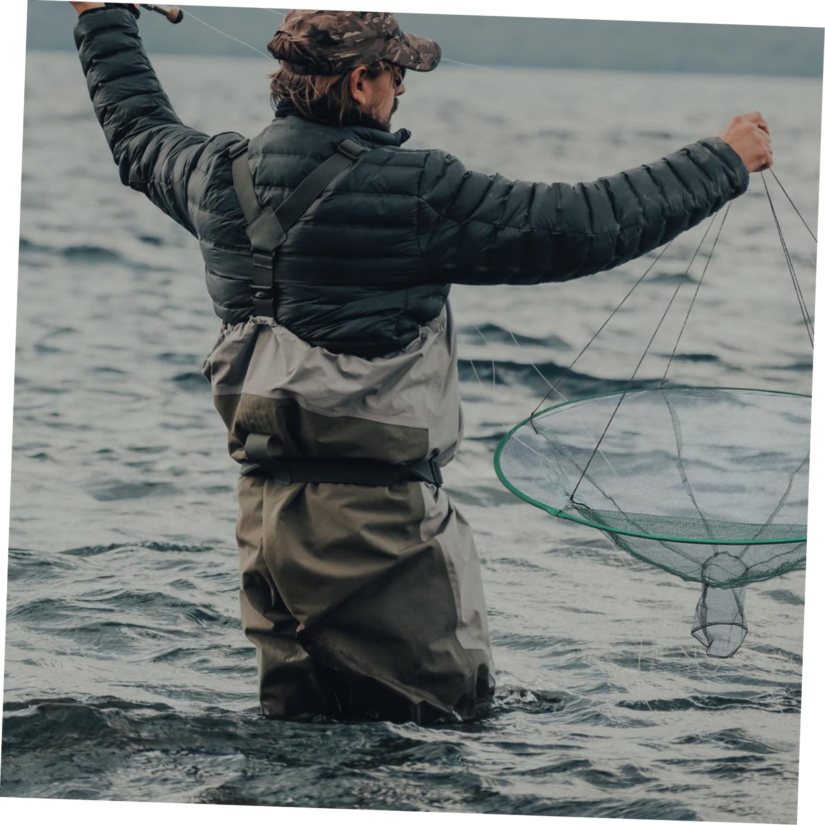 Red de Pesca de Camarones Plegable para Peces y Gambas, Poliéster
