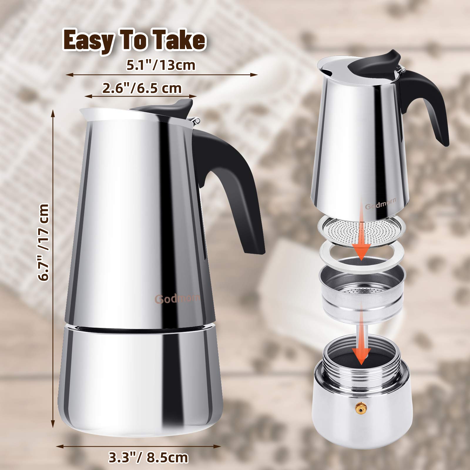Stovetop Espresso Maker, Moka Pot, Godmorn Italian Coffee Maker 200ml/6