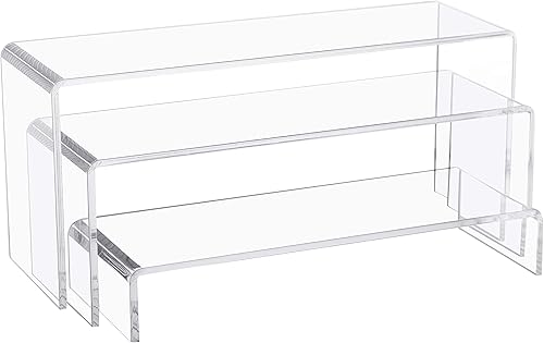 Miniatura 1 de Jusalpha Juego de 3 elevadores de acrílico transparente de 10 pulgadas de grosor de 10 pulgadas, estantes de exhibición de acrílico, accesorios de