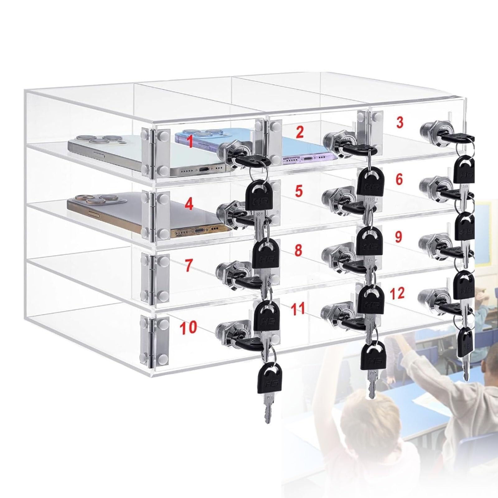 Caja de Almacenamiento para teléfonos móviles Soporte acrílico para teléfonos móviles Caja de Almacenamiento de Escritorio nizador de teléfonos móviles de Pared Armario de almacenami