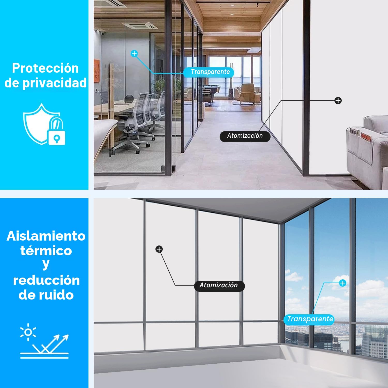 Lámina de vidrio inteligente PDLC Smart Film A4 (21 × 29,7 cm) muestra electrónica Smart Film lámina de vidrio eléctrica (gris)
