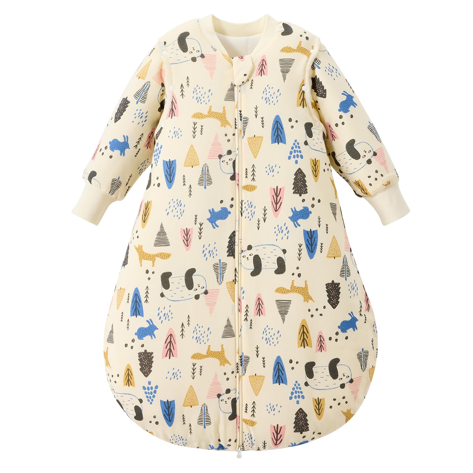 Duomiaomiao Sacco nanna 3.5Tog per bebè, Sacco 100% cotone per bebè invernale, Ragazze neonate, Sacco nanna per bambini maschi, Caldo per neonati e bambini piccoli(Beige Panda/100)