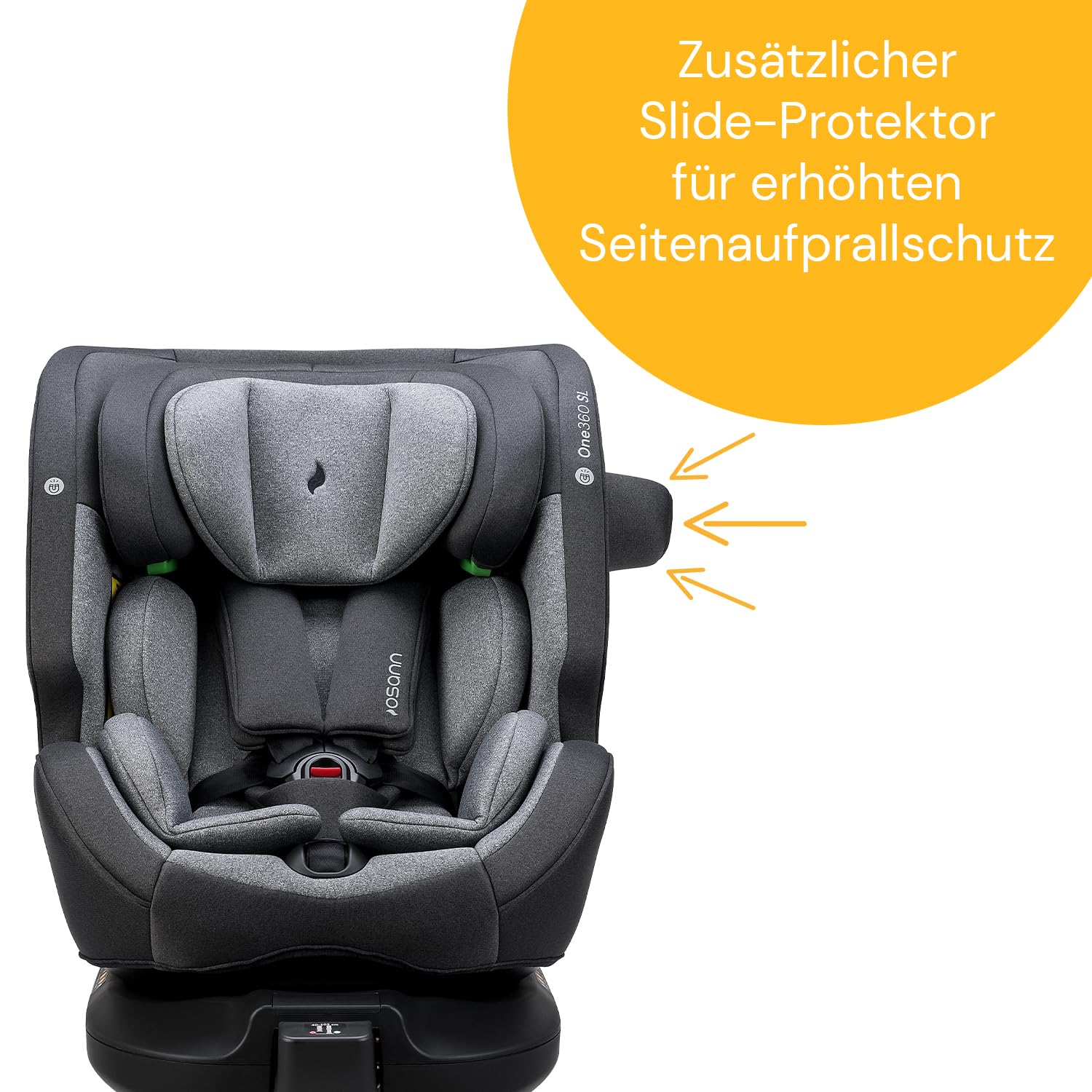 Osann One360 SL Reboarder drehbarer Kindersitz Standfuß 40-150 cm – Grey | Kindersitz 0-12 Jahre, 360 Grad drehbar, mitwachsender Baby Autositz, Kinderautositz mit viel Komfort & besonders sicher