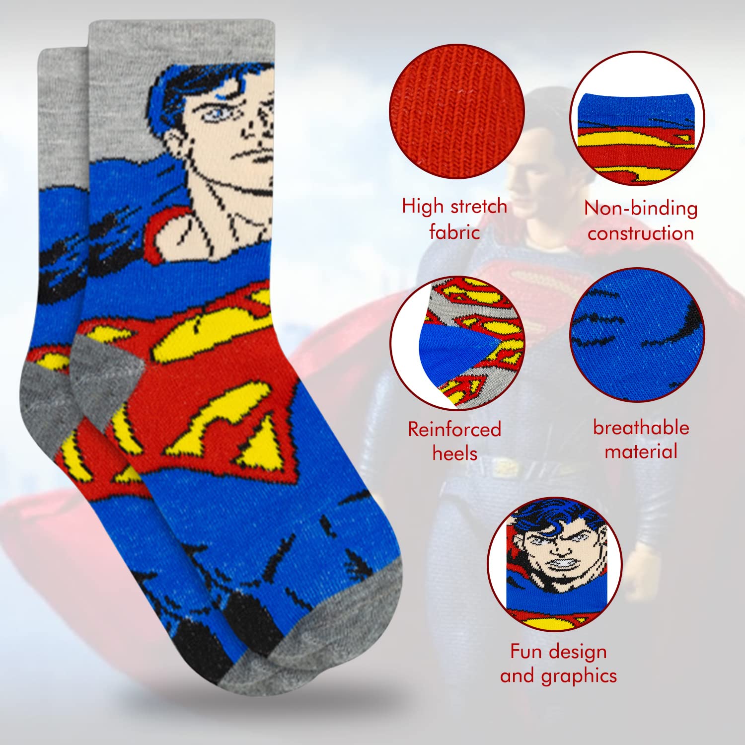 DC Comics Jungen Socken – 10er-Pack Kleinkindsocken mit Batman, Superman, Wonder Woman und Flash