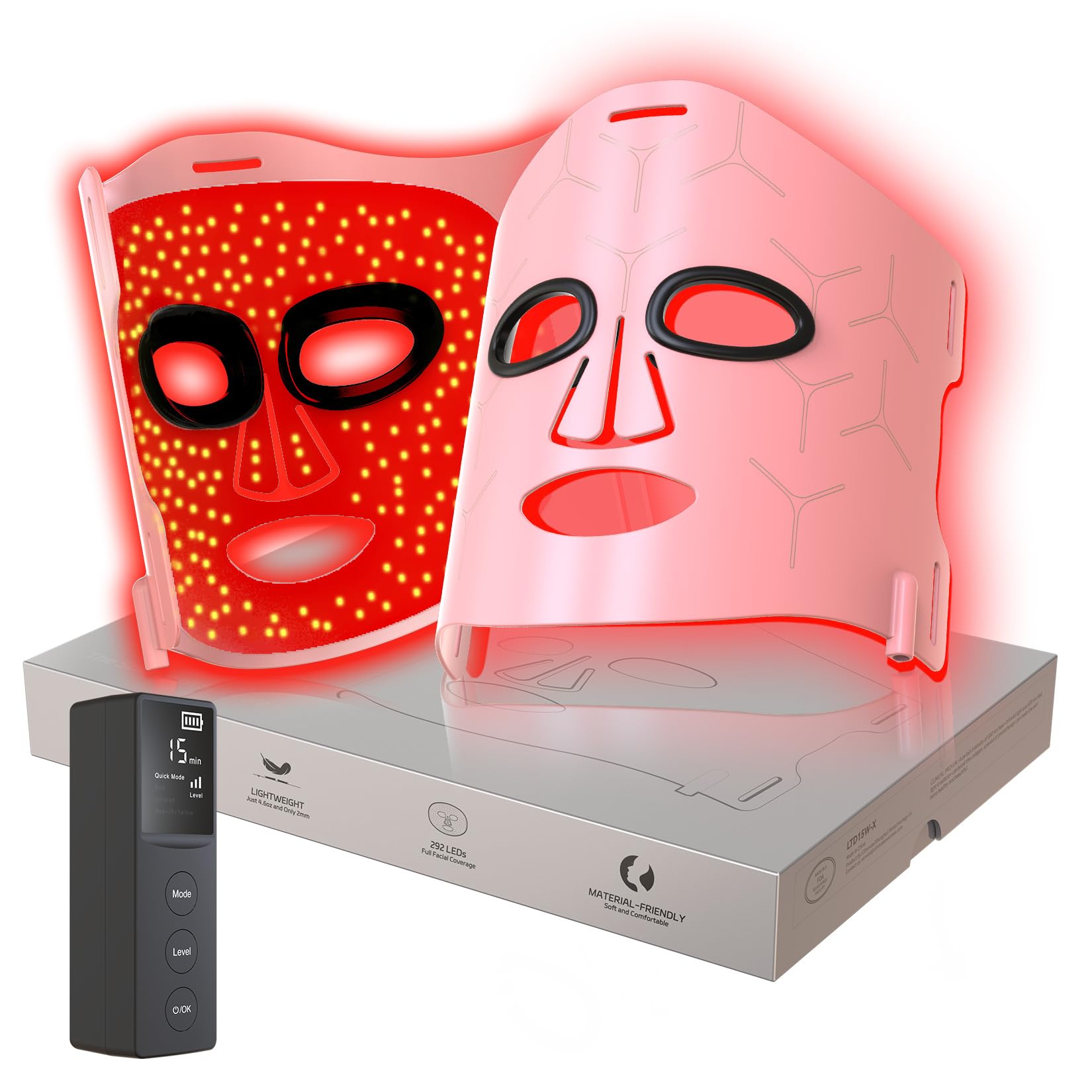Infrared Red Light Therapy Mask High Power for Glowing Skin Ultra-Thin 1 8mm 4 6oz 830nm 633nm 590nm