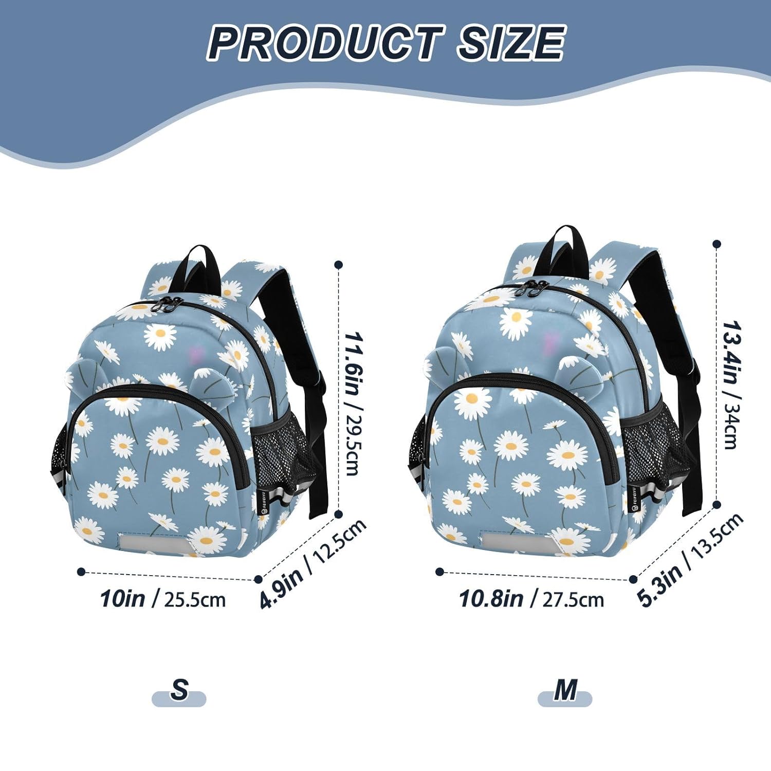 Daisies Blue Toddler Harness Backpack for Boys Girls 3-6 Years Kids Backpack with Anti Lost Safety Leash Child Leash Backpack for Walking Travel Preschool