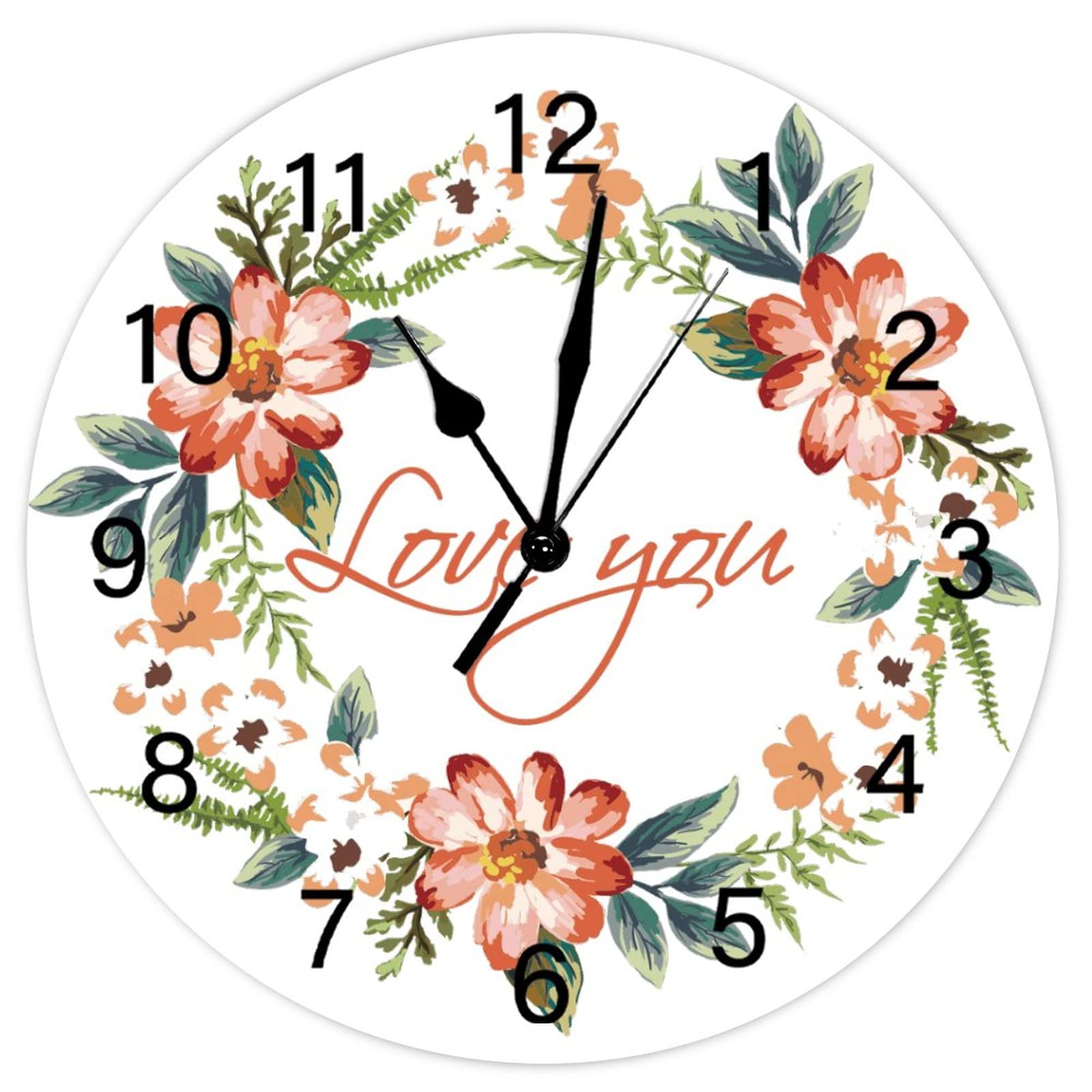 Horloge murale fleurs aquarelle pour décorer la cuisine et la chambre