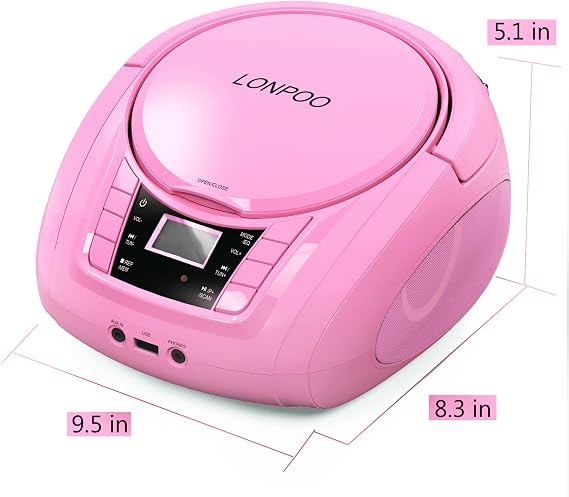 LONPOO Home Portable CD Boombox with Bluetooth