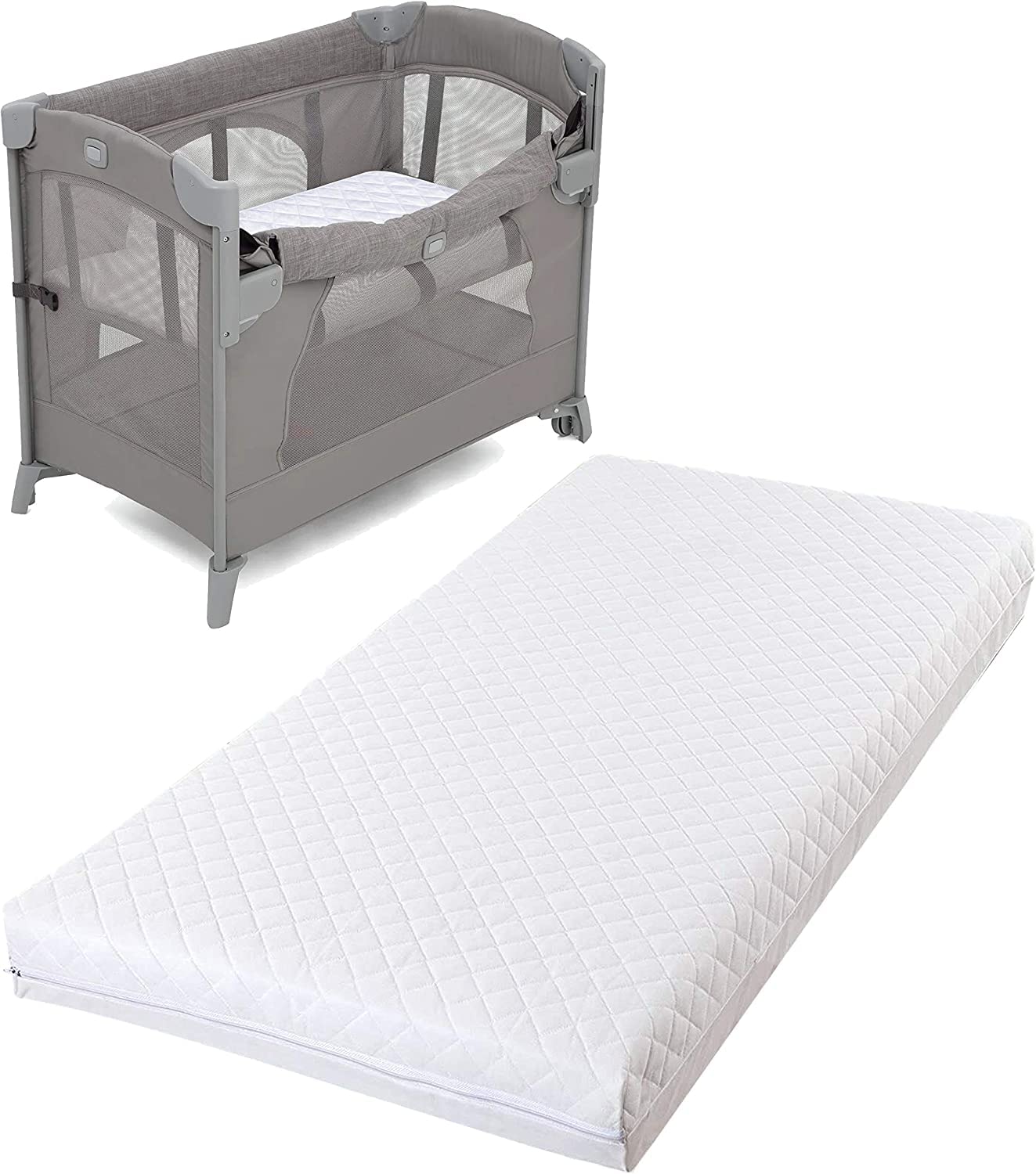 Travel Cot Bed Mattress, Breathable Foam, Quilted Waterproof Cover, Compatible with Graco, Red Kite, Hauck, Mothercare, Multiple Sizes (100 x 70 x 7.5cm)