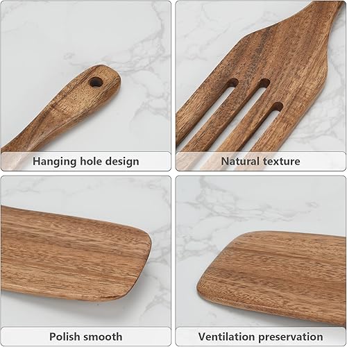 Miniatura 3 de Juego de utensilios de madera, juego de 4 utensilios de cocina de madera, cuchara de madera para principiantes de masa madre y tarro de utensilios