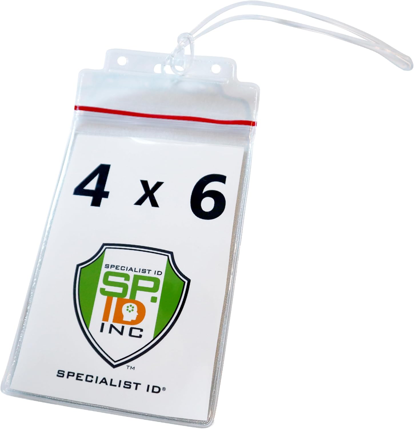 Bulk 25 Pack - Large Luggage Tags - Clear 4x6 Heavy Duty Cruise Ship I'd Tag/Golf Bag Travel Document Holder with 9" Plastic Loop - Waterproof Immunization Card Zip Pouch for Backpack by Specialist ID