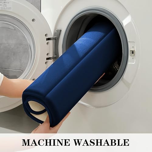 Miniatura 5 de BYSURE Juego de 2 alfombras de baño de espuma viscoelástica antideslizantes, extra suaves, absorbentes, lavables a máquina (azul marino, 17 x 24 +