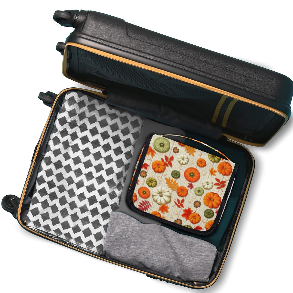 Święto Dziękczynienia Jesień Podróżna Kosmetyczka Jesień Dynie Mycie Torba Unisex Wiszące przybory toaletowe Kosmetyczka Organizer do makijażu, wielobarwny, Jeden rozmiar