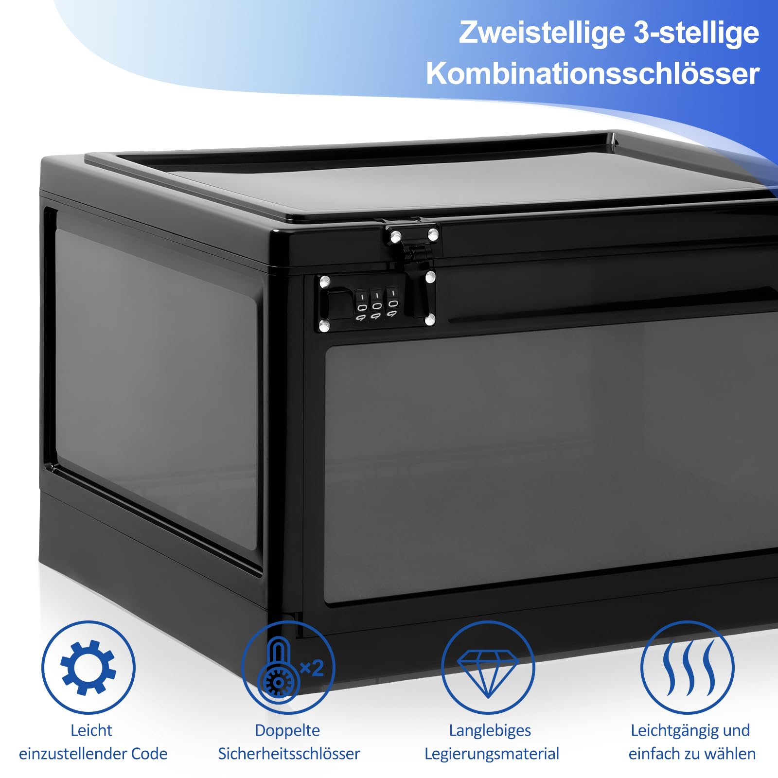 Caja con cerradura con doble cerradura de combinación, caja de seguridad de 24 l para medicamentos, teléfono móvil y aperitivos, caja de almacenamiento apilable con 2 cerraduras de