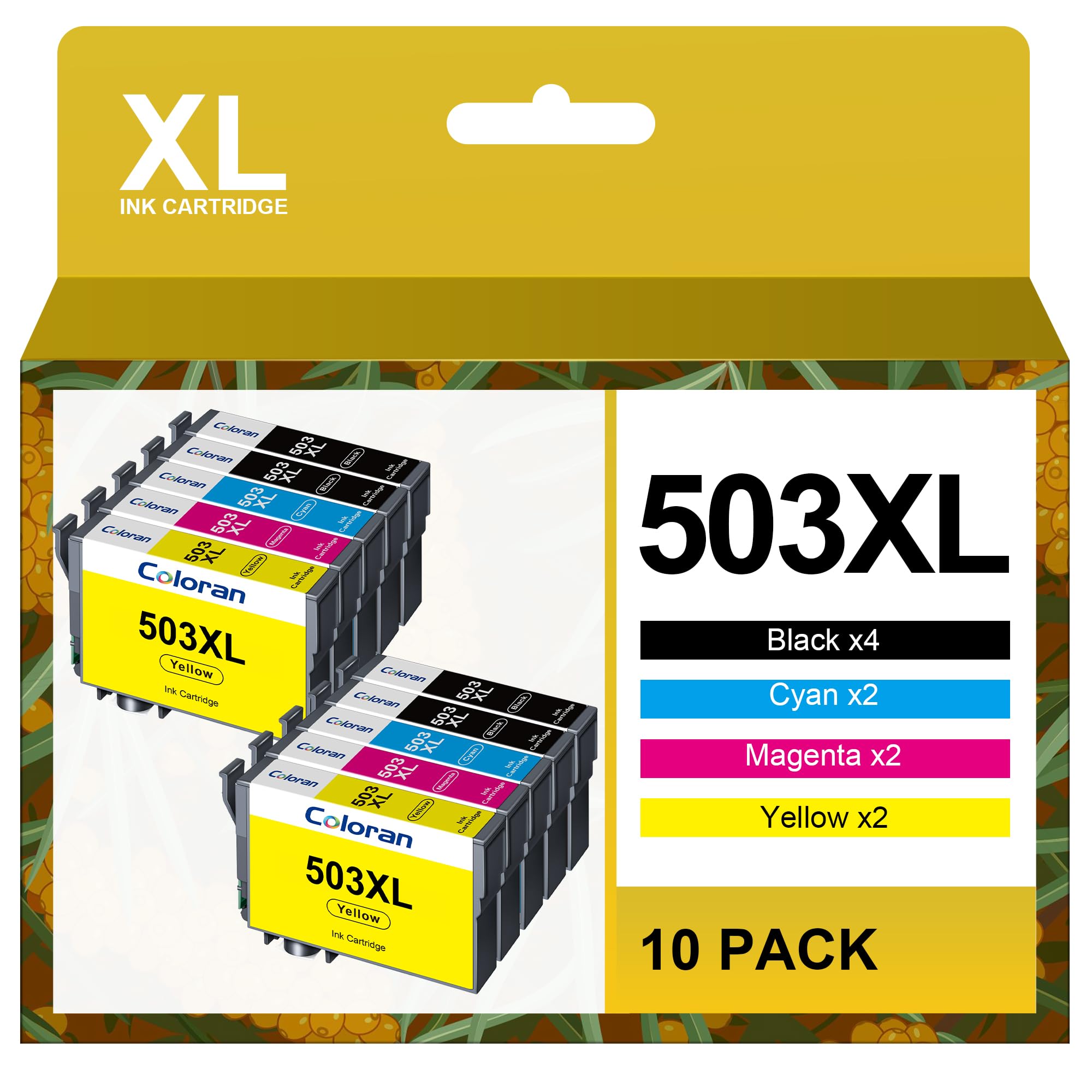 Coloran 503XL 503 Ink Cartridges Compatible with Epson 503 XL for Epson Expression Home XP-5200 XP-5205 Workforce WF-2960DWF WF-2965DWF (Pack of 10)