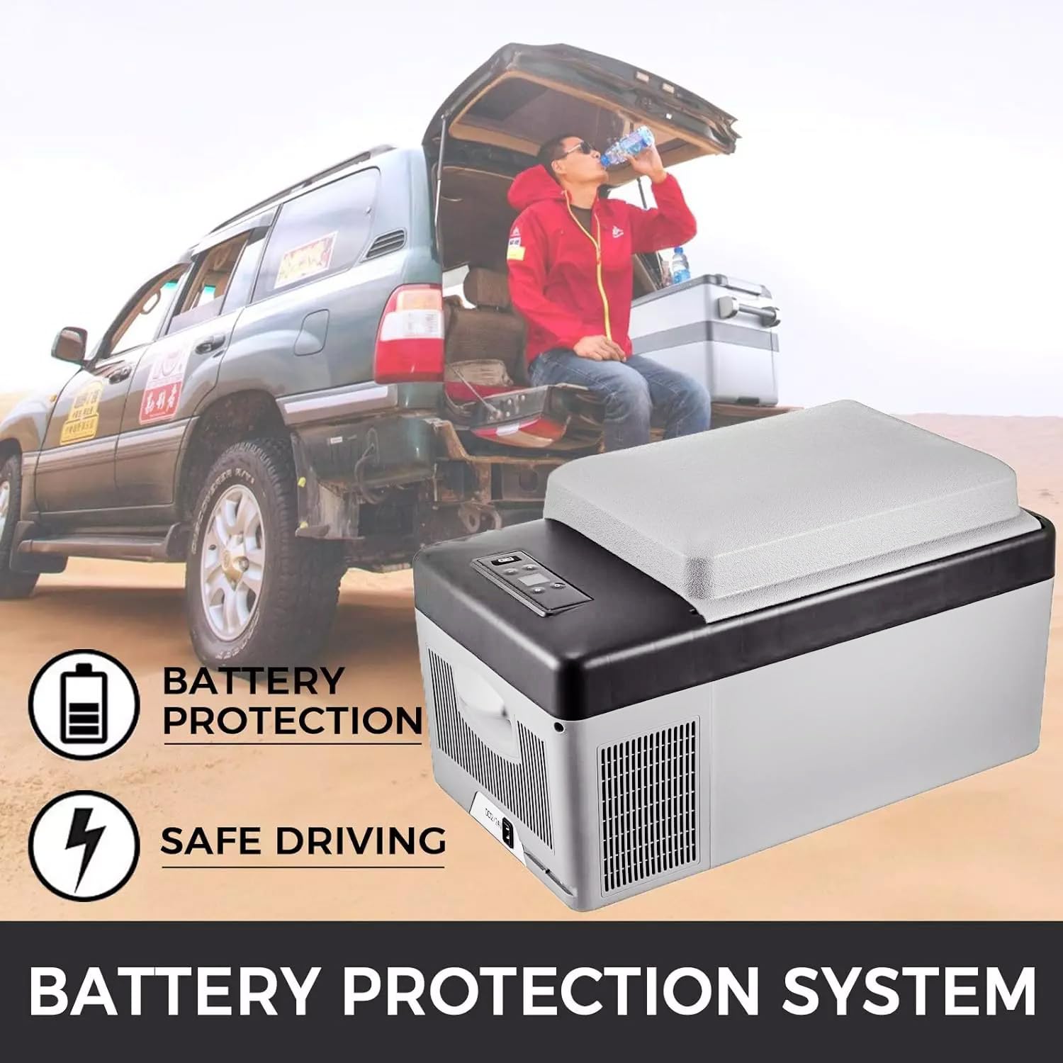 Mini frigo portatile congelatore elettrico, 12 V/24 V, scatola frigo per auto, 20 l, compressore elettrico da -20 ℃ ~ 20 ℃, per auto, camion, barca, RV con connettore USB [classe di efficienza