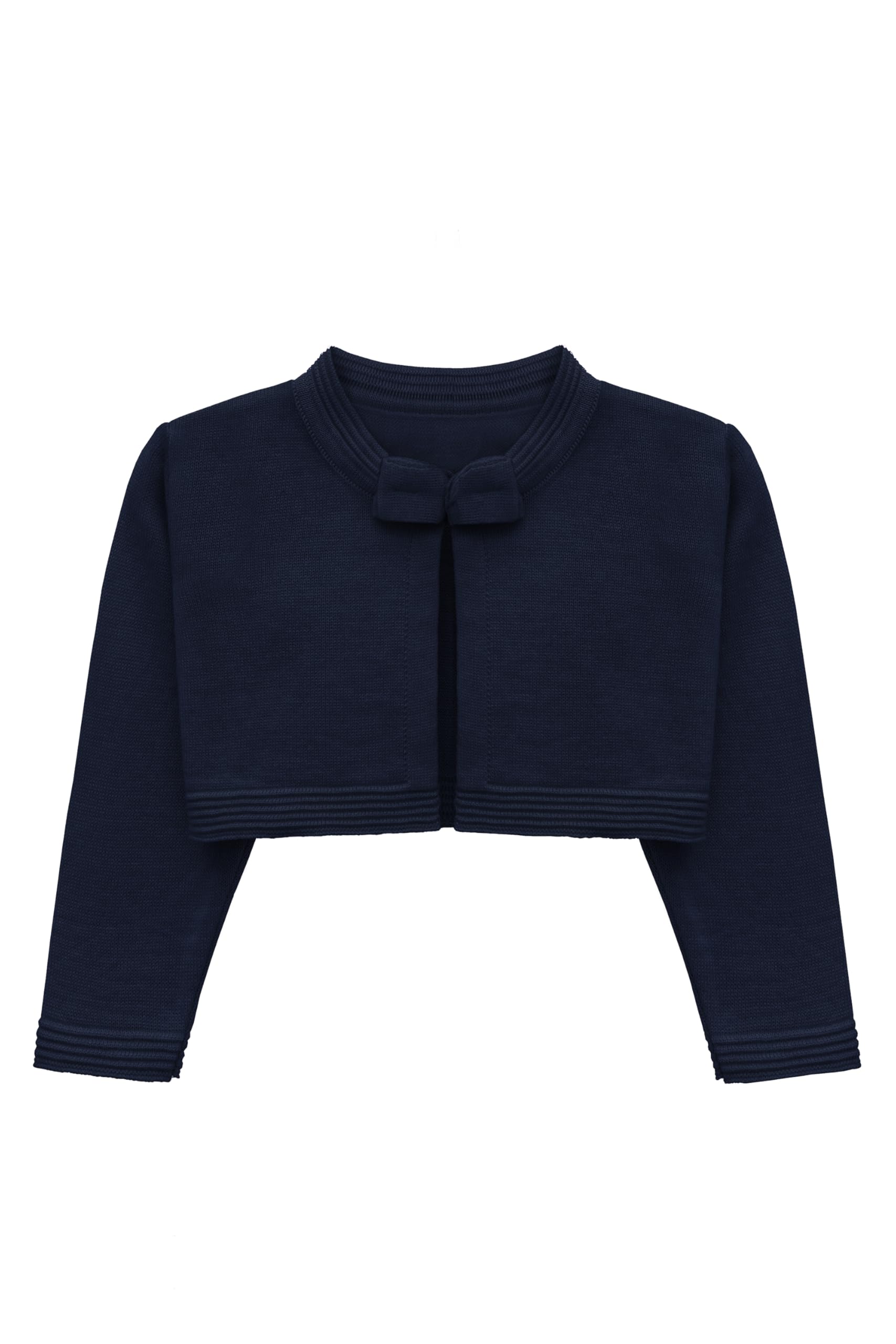 Lilax Women's Navy Baby Girls' Knit Long Sleeve Sweater, Bowknot Closure Bolero Cardigan (, 0-3 Months)