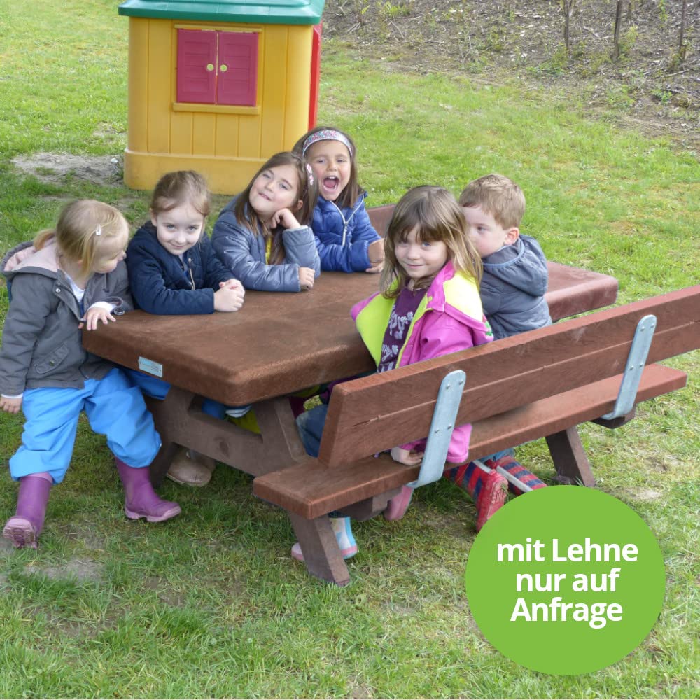 hanit Kindersitzgruppe FORIO | 150 x 108 x 57cm | braun | wetterfester Outdoor Kinderpicknicktisch aus Recycling Kunststoff