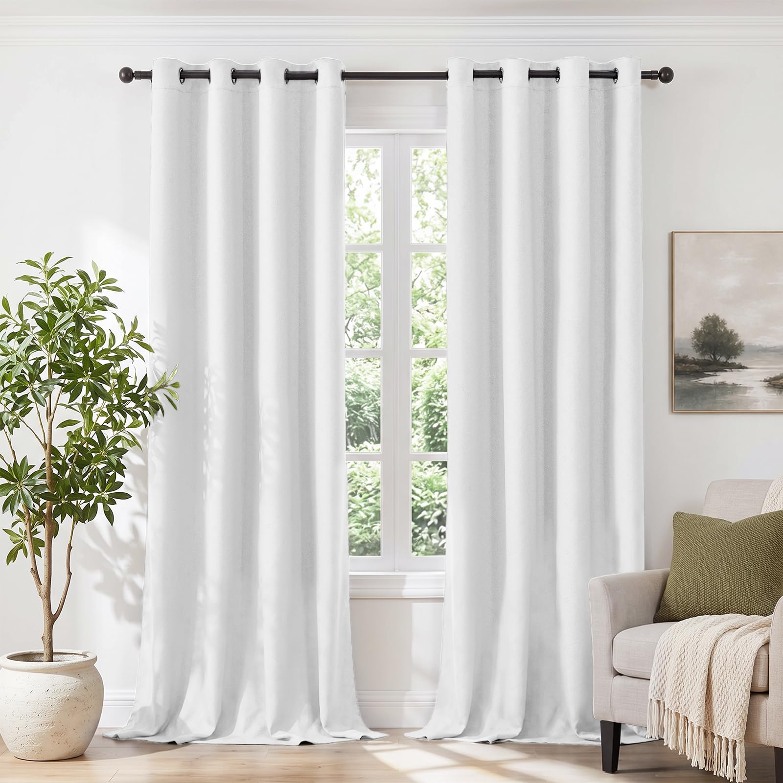 Ystyle Tende Oscuranti per Interni 2 Pezzi, 140x260 CM, Bianco
