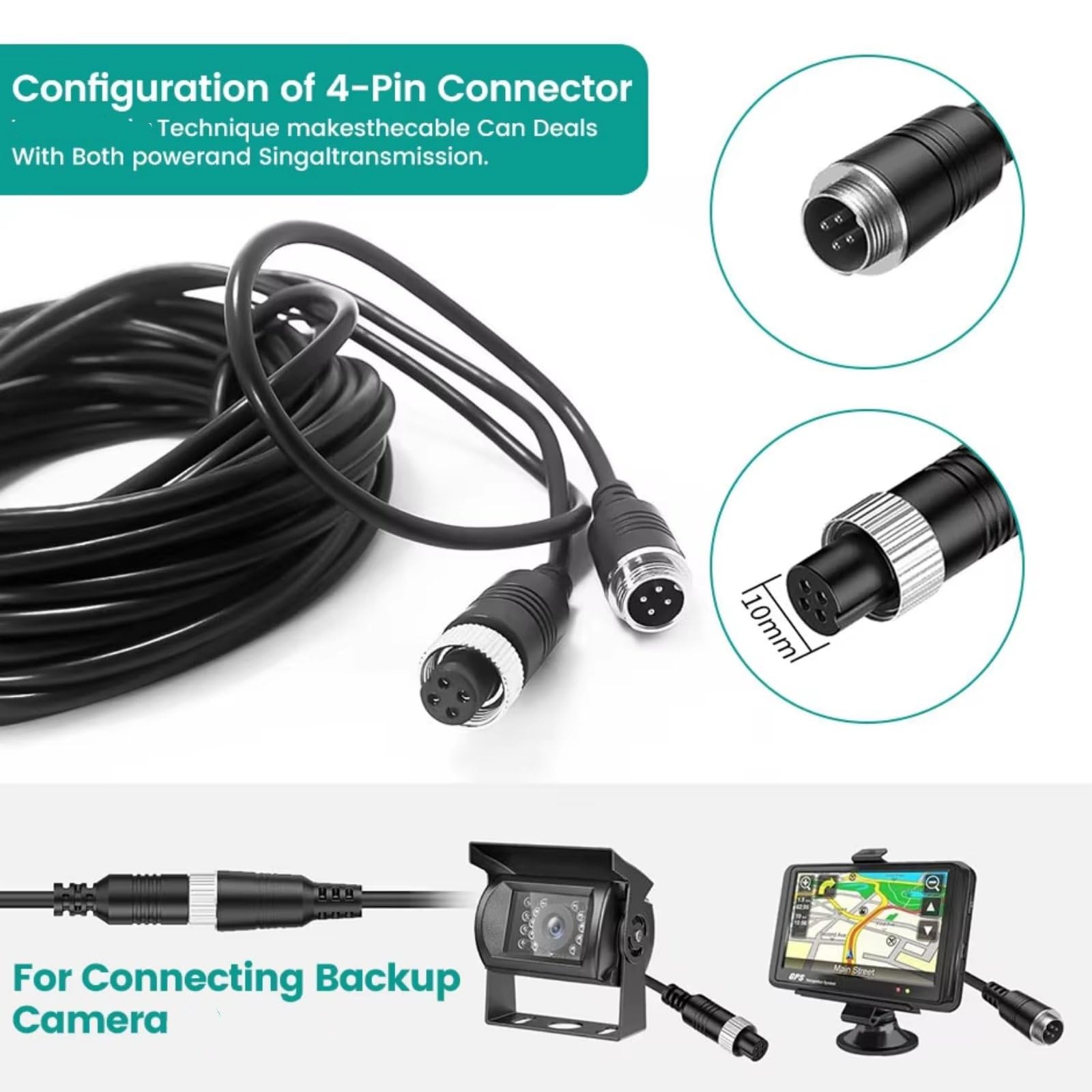 Cable Vídeo Extensión Aviación 4 Pines 3 5M 10M 15M 20M para Conexión Cámara Monitor Autobús Y Camión Camara Trasera Coche