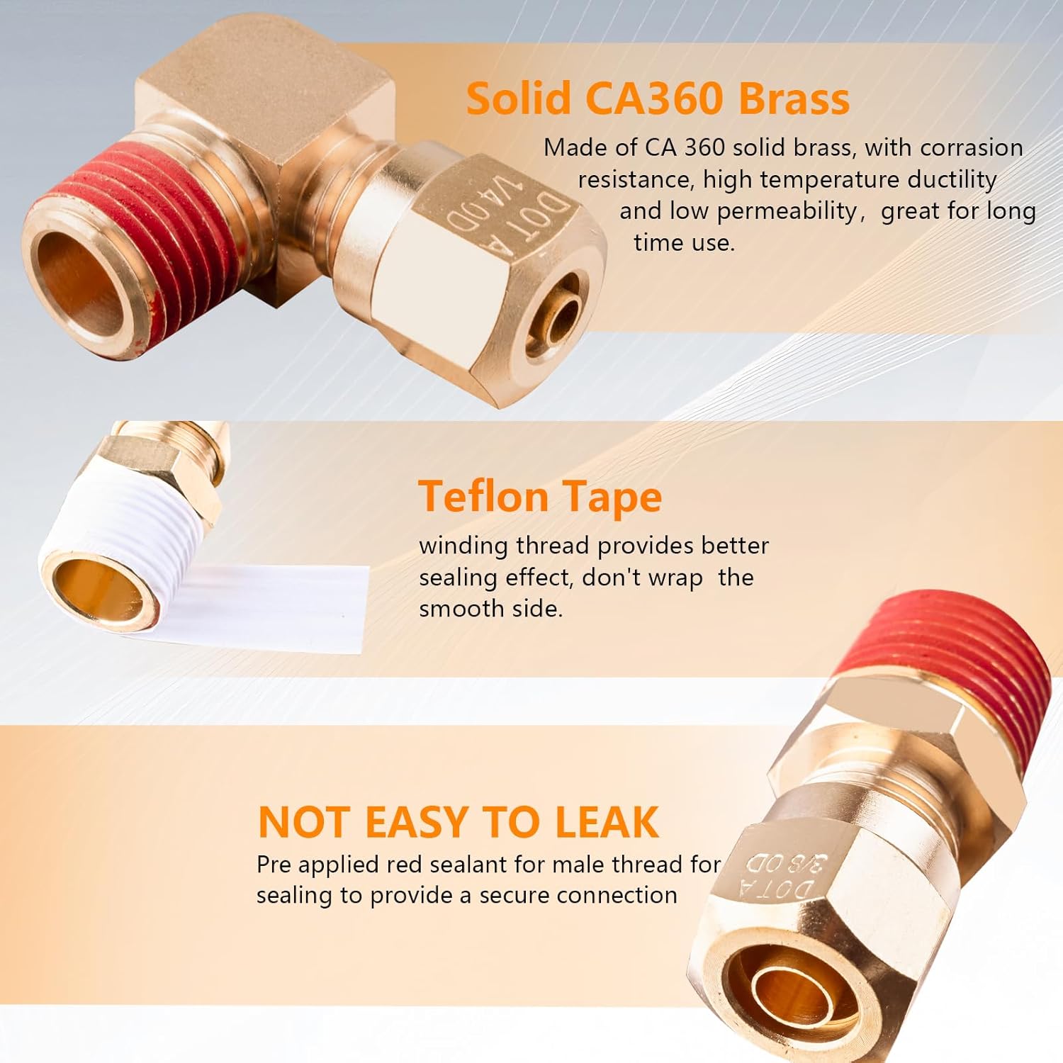 129 PCS Brass DOT Air Line Fittings with 50FT 1/4" DOT Air Line Kit Quick Connect 1/4" 1/8" 3/8" 1/2" NPT Thread Fittings with Pneumatic Tubing Set for Semi Truck Trailer or Industrial Air System