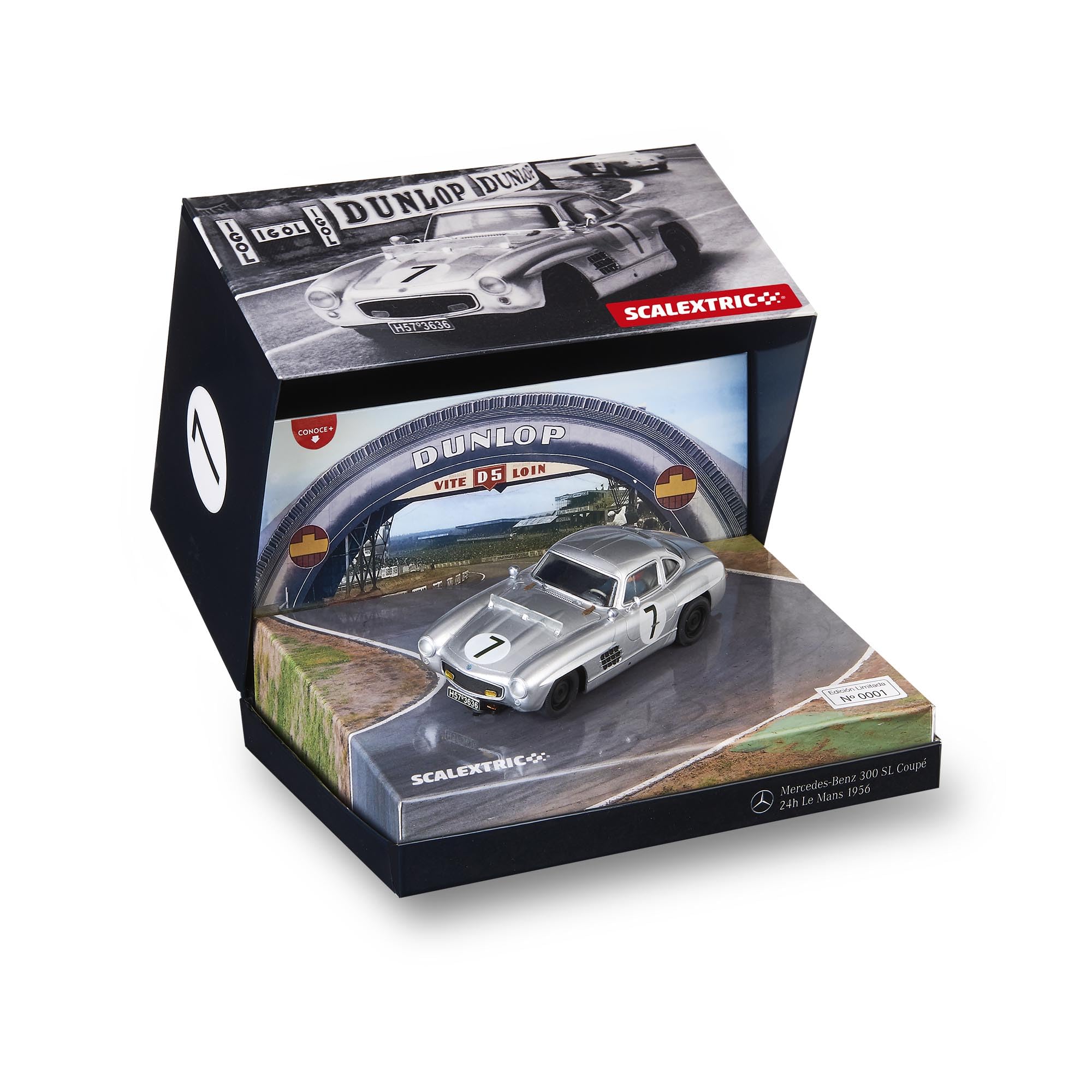 SCALEXTRIC - Vehículo de Carreras Original - Coche Slot - Escala 1:32 (Mercedes-Benz 300 SL Coupé - 24h Le Mans '56) - Edicion númerada 1.000