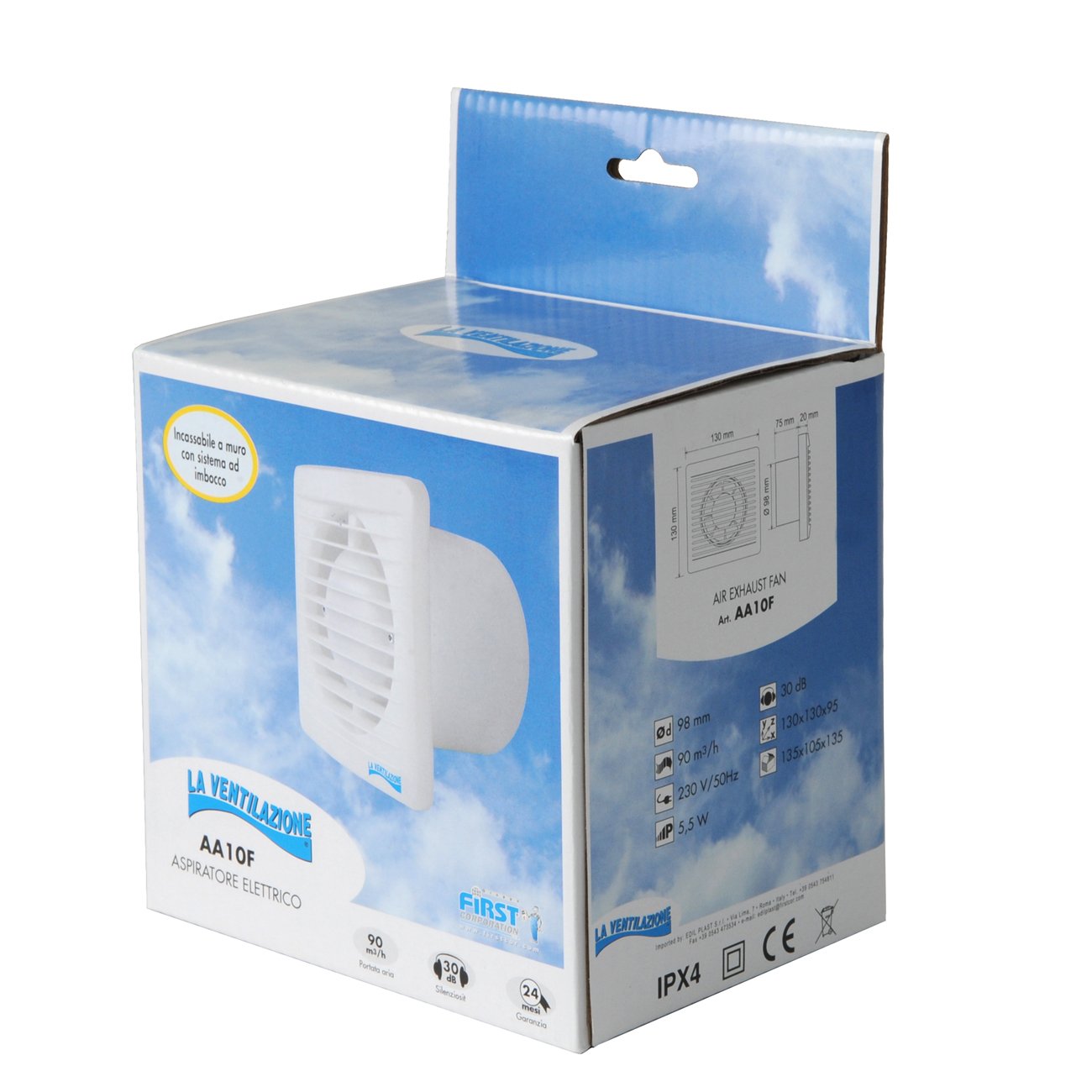 Ventilation Hélicoïdale Murale - AA10E - 100 Mm - Silencieuse 38