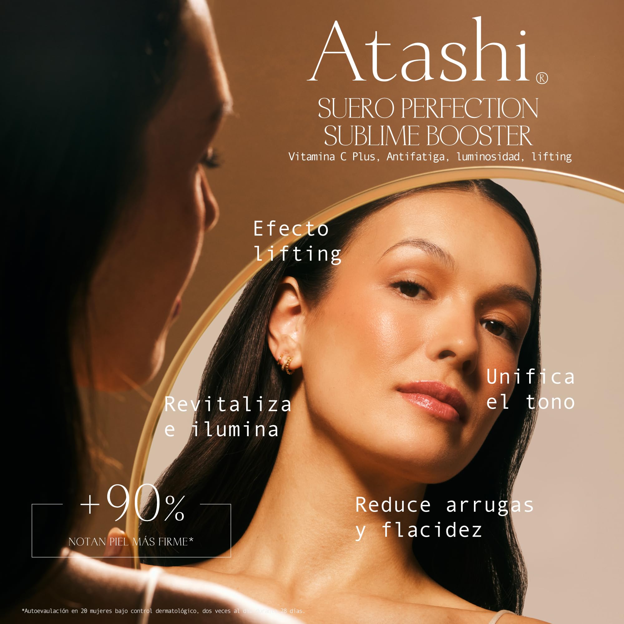 Atashi Firmeza y Luminosidad | Suero Perfection Sublime Booster | Revitaliza, Ilumina, Regenera, Antiarrugas y Lifting Inmediato | Con Ácido Hialurónico y Vitamina C | Apto Piel Sensible | 30 ml