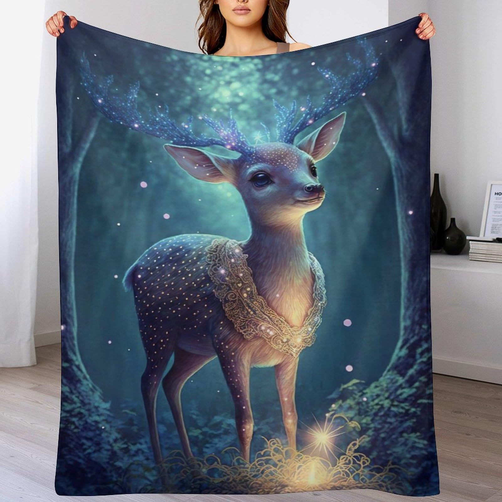 Couverture de décoration intérieure cerf en flanelle de luxe super doux