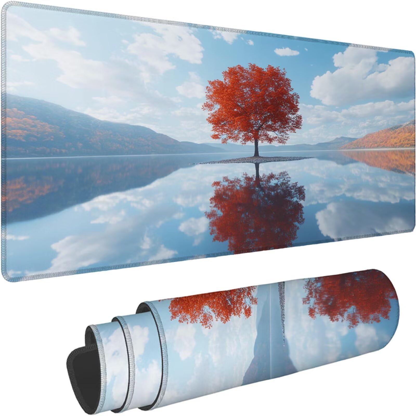 Gamingowa podkładka pod mysz 1200 x 600 x 3 mm, XXL, wodoszczelna, odporna na ścieranie, z przyszytymi krawędziami, niebieska, podkładka na biurko, poprawia prędkość i precyzję, do komputera, laptopa