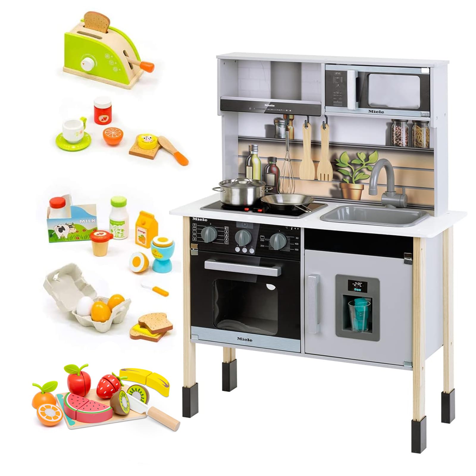 Amazon.co.jp: Miele 木製 ままごとキッチン【製氷機付き 