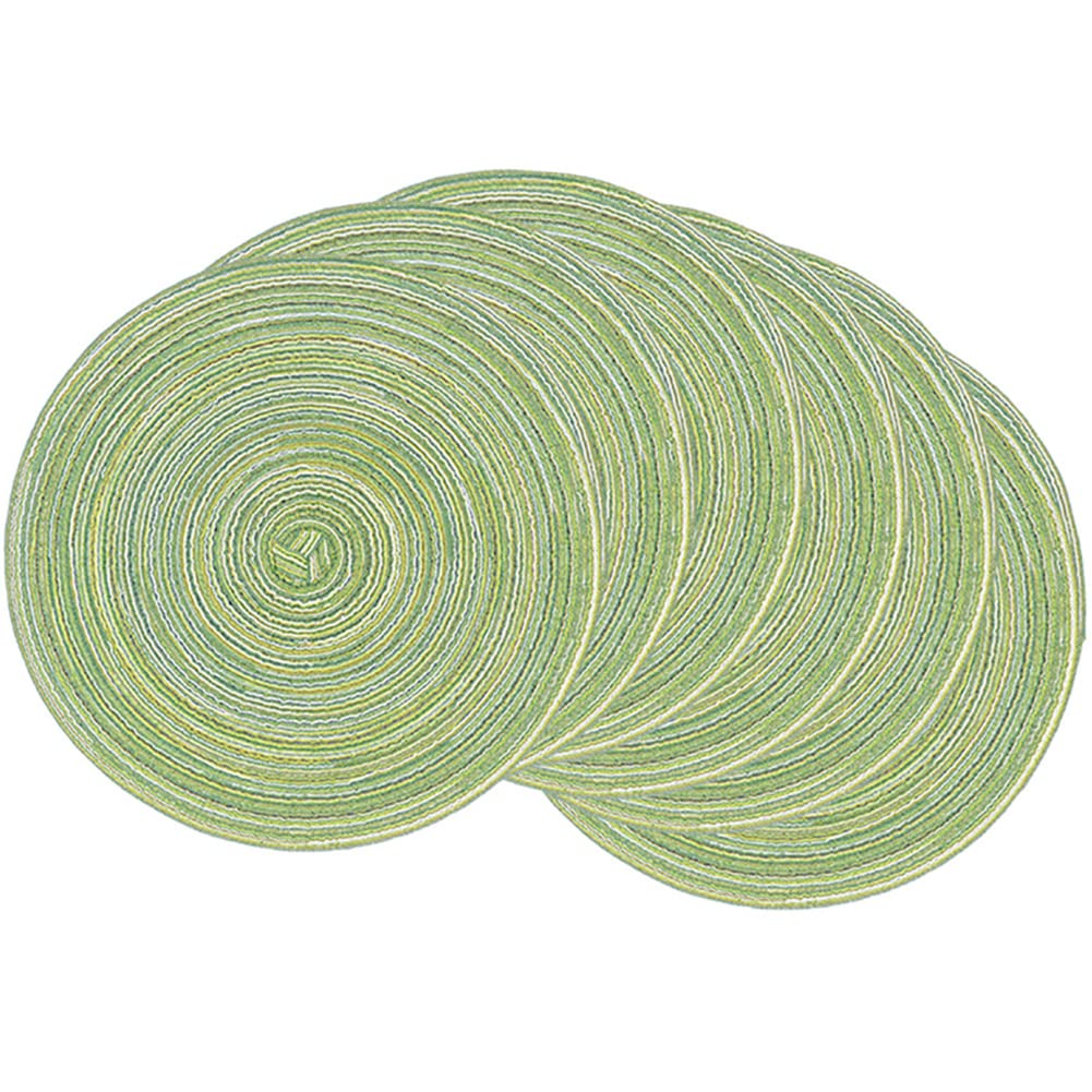 Scf2017 Green Set Of 6 Round Woven Cotton Yarn Placemats 30Cm Table Mats(Green)